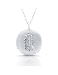 Victoria Kay 1/10ct White Diamond Hamsa Disk Pendant in Sterling Silver, 18"