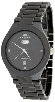 Oniss #ON8880-M1 Men's Black C Swiss Ceramic Collection Collection Watch