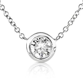 1/2ct Platinum Bezel Set Round Solitaire Diamond Pendant (HI/I1) with a 14k white gold 16