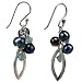 Handmade Grey Freshwater Pearl Earrings With Blue Swarovski Crystal & Sterling Silver Teardrop