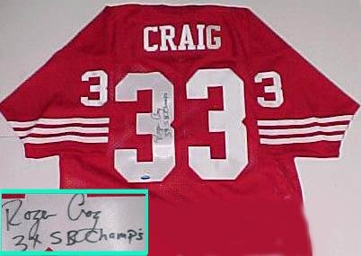 Roger Craig Hand Signed 49ers Throwback Red Jersey