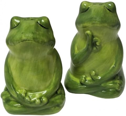 Pacific Happy Green Frogs Froggy Collectible Salt and Pepper Shaker Set - 3.25" Tall Green