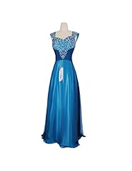 Chiffon Fitted Beaded Crystal Prom Dress 