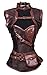 Charmian Women's Retro Goth Spiral Steel Boned Brocade Steampunk Bustiers Corset with Jacket and Belt Dark-Brown Small