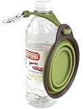 Dexas Popware for Pets Travel Cup/Bowl with Bottle Holder, Small, Green