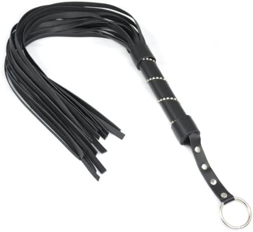 Uhome With diamond whip Heavy Thud Sexy Black Leather Whip Flogger Fetish Fun - Metal Ring For couple lover