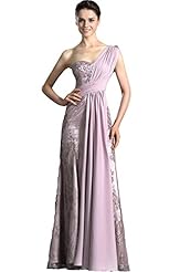 Strapless One Shoulder Sweetheart Open-Back Chiffon Evening Dress/Bridesmaid Dress/Mother-of-the-Bride Dress/Party Dress 