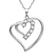 Sterling Silver Journey Diamond Double Heart Pendant on an 18 inch Chain ( 1/10cttw)