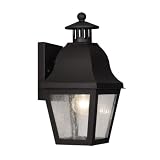 Amwell-04 - 1 Light Small Colonial Outdoor Lighting Wall Lamp Fixture - Black - B2030