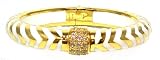 Angelique De Paris Mata Hari Vermeil 18K Gold Finish Resin Bangle Bracelet in White