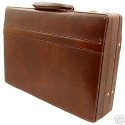 Mancini Brown Italian Leather Briefcase Attache Case