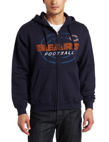 NFL Men's Chicago Bears Touchback IV Long Sleeve Fullzip Hooded Fleece (Tradional Navy, Large)