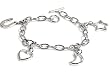 Silver Link Bracelet with Charm, Size: 7.5"