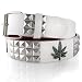 LEATHER WHITE WEED LEAF STUDDED SNAP ON BELT WITH DETACHABLE BUCKLE GOOD FOR ANY BUCK...