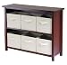 Winsome Wood 94891 Verona 2-Section W Storage Shelf with 6 Foldable Beige Fabric Bask...