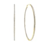 Diamond Fascination 14K Yellow Gold Diamond Accent Inside/Out Jumbo Hoop Earrings