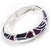 Silver Tone Curvy Enamel Crystal Hinged Bangle (Purple, Lilac&Violet)