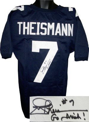 Joe Theismann Autographed/Hand Signed Notre Dame Fighting Irish Navy Custom Jersey Go Irish- JSA Hol