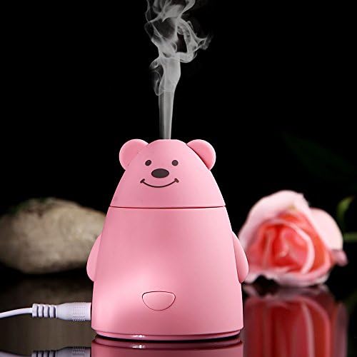 Ainest 80ml Cute Panda Shaped Aroma Diffuser Air Purifier LED USB Humidifier Ultrasonic Pink