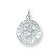 14k White Gold Round Saint Christopher Medal Pendant