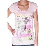 CRYSTALROCKChristianAudigierEdHardyWomensOrganicCottonHollywoodT-ShirtTeeTopPinkDog