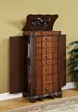 Powell Masterpiece Faux Cherry with Burl Jewelry Armoire with Lift-Off Jewelry Box