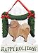 pomeranian16  - Pomeranian Red Happy Holidays Sign Picket Fence