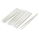 uxcell プラスチックピンセット　ホワイト　プラスチック　尖った先端　 12 x 1cm　10枚入り