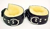 Sheepskin Black Leather Wrist / Ankle Restraints Cuffs