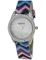 Geneva Multi Color Blue Purple Aztec Band Womens Watch #11586
