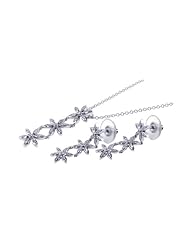 Nickel Free Sterling Silver Pendant & Earring Sets 5 Flower Hanging CZ Set
