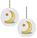 Set of 2 Celestial Yellow Moon Solid CERAMIC Fan Pulls