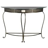 IMAGE OF Metal and Glass Ivory Look Center Console Table