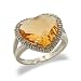Citrine & Diamond Heart Ring in 14k WHite Gold (TCW 7.74_, Size 7