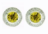 Ladies 0.30ct Diamond Stud Earrings with 1.90ct Yellow Sapphire Center