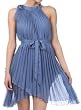 Asymmetrical Hem Pleated Short Sleeveless Dress in Semi-Opaque Solid Colors ( 7 Colors )