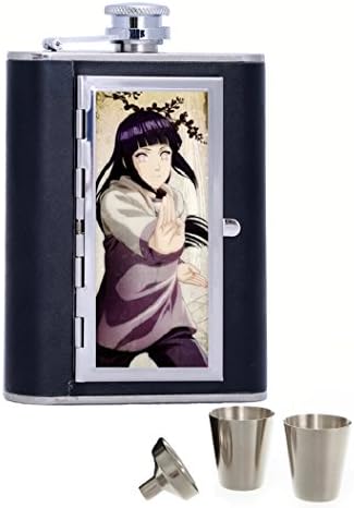 Naruto Hyuuga Hinata Cosplay Custom Design Unique Stainless Steel 6 oz Flask Cigarette Case ID Wallet