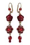 Michal Negrin Beautiful Earrings with Hand-Painted Flowers & Roses made of Swarovski Crystals & Beads - Victorian style, made in Israel