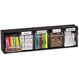 Deflecto 20504OP Five-bin horizontal tilt bin storage system, 23-5/8w x 5-1/4d x 6-1/2h, black