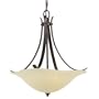 Murray Feiss F2045/3GBZ Morningside Three-Light Uplight Chandelier, Grecian Bronze with Cream Snow Glass Bowl