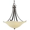 Murray Feiss F2045/3GBZ Morningside Three-Light Uplight Chandelier, Grecian Bronze with Cream Snow Glass Bowl