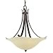Murray Feiss F2045/3GBZ Morningside Three-Light Uplight Chandelier, Grecian Bronze with Cream Snow Glass Bowl
