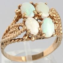Retro 14K Yellow Gold Opal Cluster Ring, Circa 1950`
