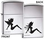 Zippo Lighter - Angel Devil Sexy Trucker Babe Lady Double Sided High Polish Chrome Logo