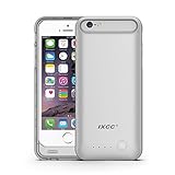 iXCC 3100mah External Battery Backup Charging Case for Apple iPhone 6, 6s with Micro USB Input Mode - MFI Certified - White & Silver