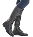 LADIES KNEE HIGH MILITARY ARMY LACE UP BOOTS SIZE 3-8