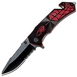 Assisted Black & Red Spider Rescue Knife