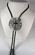 Black Cross w/Horseshoe Diamondcut  Pewter Religious Bolo Tie