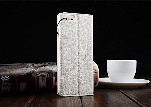 Kaiyue Real Genuine Leather Case Flip Cover Stand Protect for Apple Iphone 6/ Iphone 6 Plus (iPhone 6 Plus:White)