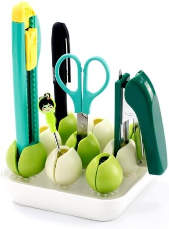 JKT Creative Flower Bud Shaped Two-layer Desktop Holder Organizer,For Office /Home /Lady /Girl (Green)